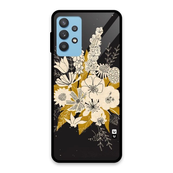 Flower Drawing Glass Back Case for Galaxy M32 5G