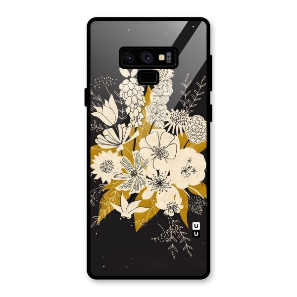 Flower Drawing Glass Back Case for Galaxy Note 9