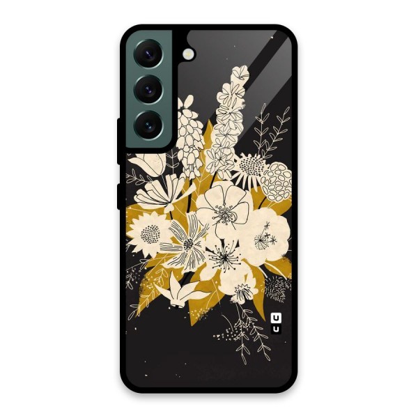 Flower Drawing Glass Back Case for Galaxy S22 5G