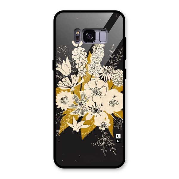 Flower Drawing Glass Back Case for Galaxy S8