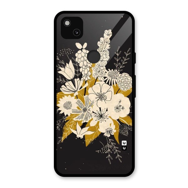 Flower Drawing Glass Back Case for Google Pixel 4a