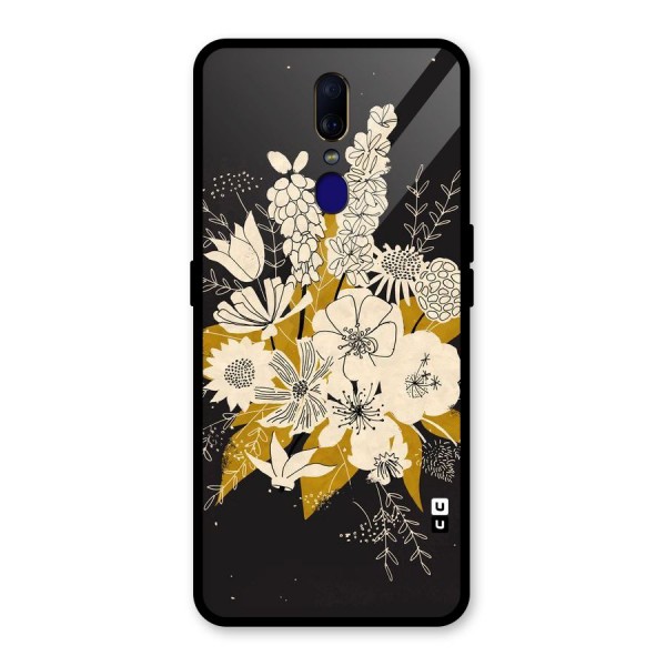 Flower Drawing Glass Back Case for Oppo F11