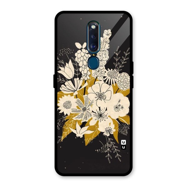 Flower Drawing Glass Back Case for Oppo F11 Pro