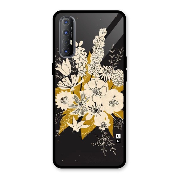 Flower Drawing Glass Back Case for Oppo Reno3 Pro