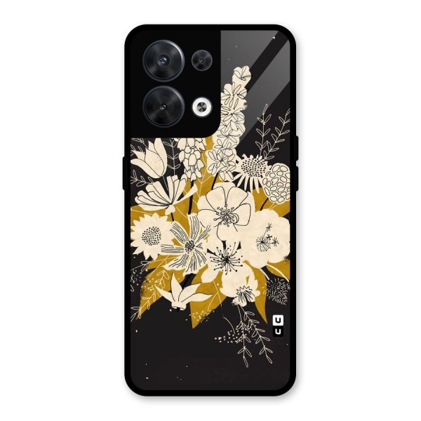 Flower Drawing Glass Back Case for Oppo Reno8 5G