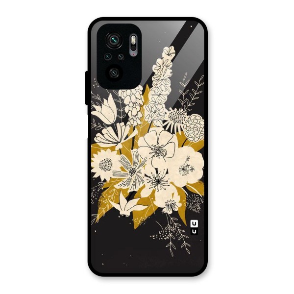 Flower Drawing Glass Back Case for Redmi Note 10