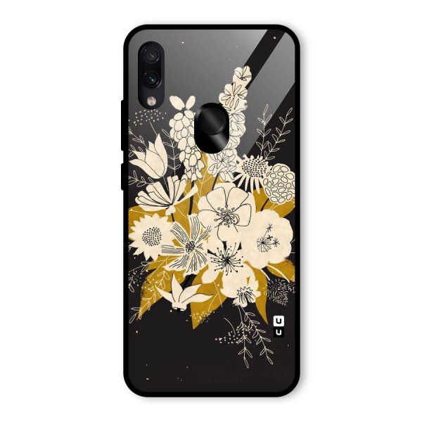 Flower Drawing Glass Back Case for Redmi Note 7