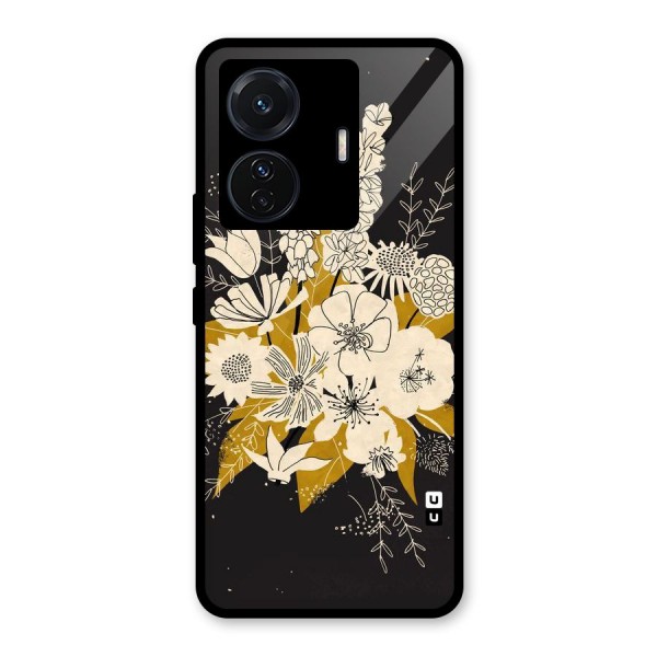 Flower Drawing Glass Back Case for Vivo T1 Pro