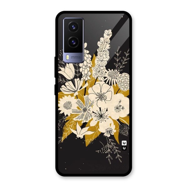 Flower Drawing Glass Back Case for Vivo V21e 5G