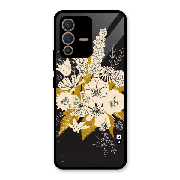 Flower Drawing Glass Back Case for Vivo V23 5G