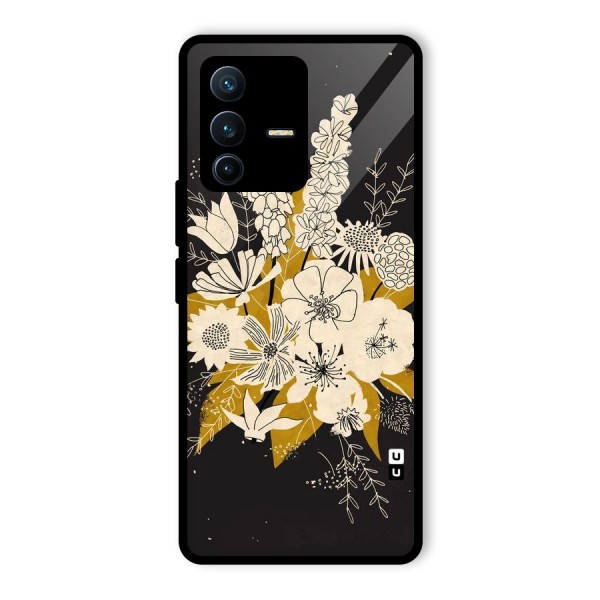 Flower Drawing Glass Back Case for Vivo V23 Pro