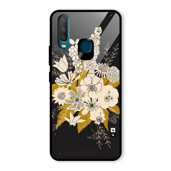 Flower Drawing Glass Back Case for Vivo Y12