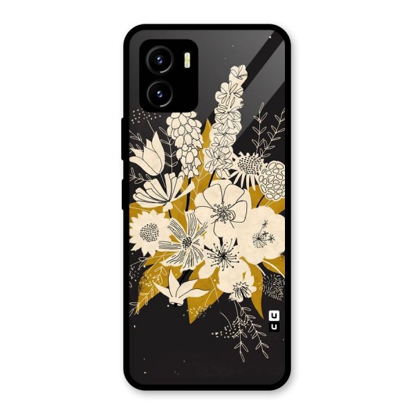 Flower Drawing Glass Back Case for Vivo Y15s