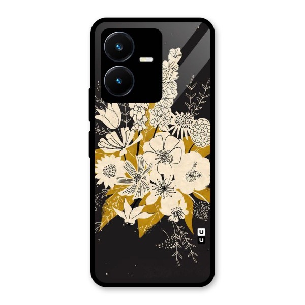 Flower Drawing Glass Back Case for Vivo Y22