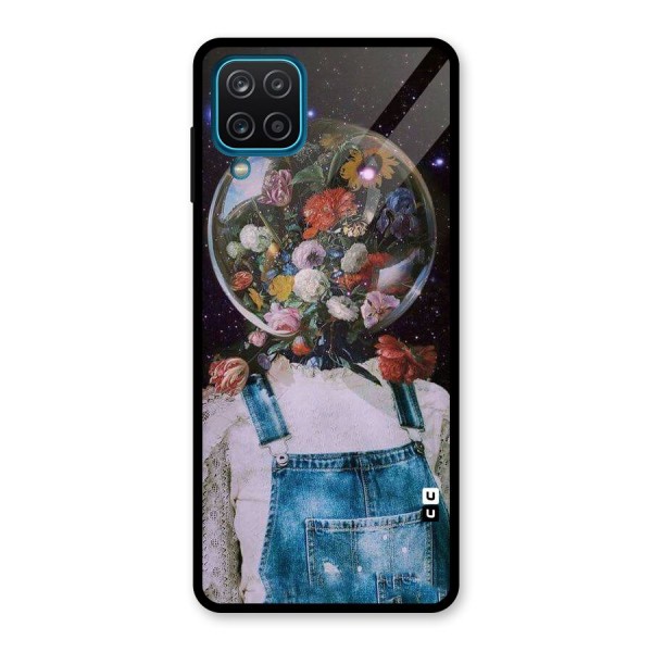 Flower Face Glass Back Case for Galaxy A12