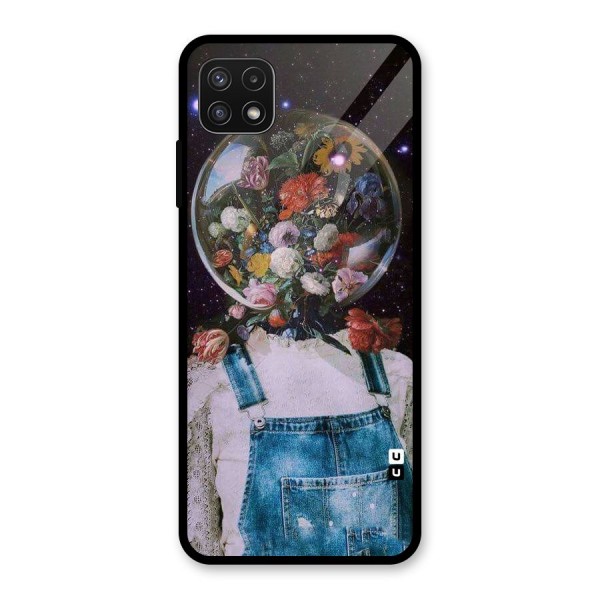 Flower Face Glass Back Case for Galaxy A22 5G