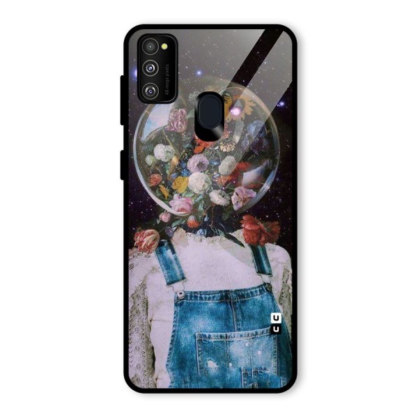 Flower Face Glass Back Case for Galaxy M21