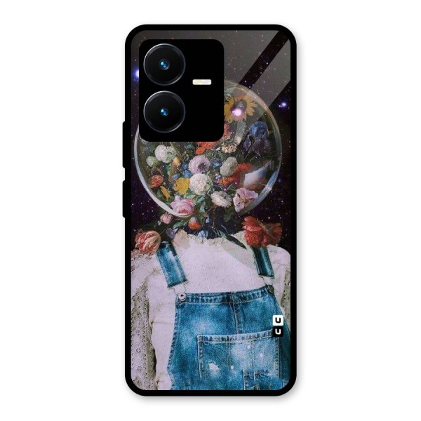 Flower Face Glass Back Case for Vivo Y22