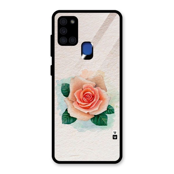 Flower Water Art Glass Back Case for Galaxy A21s