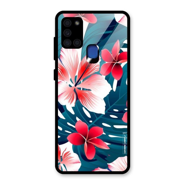 Flower design Glass Back Case for Galaxy A21s