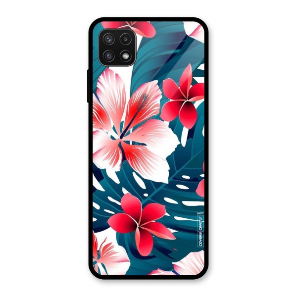 Flower design Glass Back Case for Galaxy A22 5G