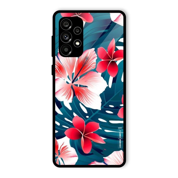 Flower design Glass Back Case for Galaxy A73 5G