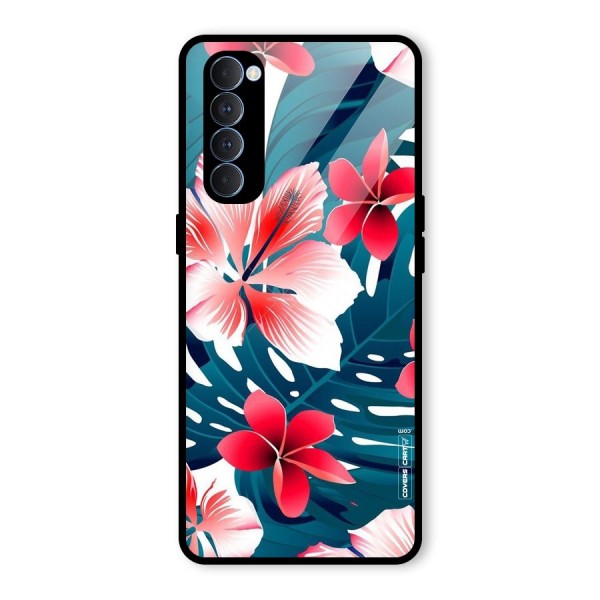 Flower design Glass Back Case for Oppo Reno4 Pro