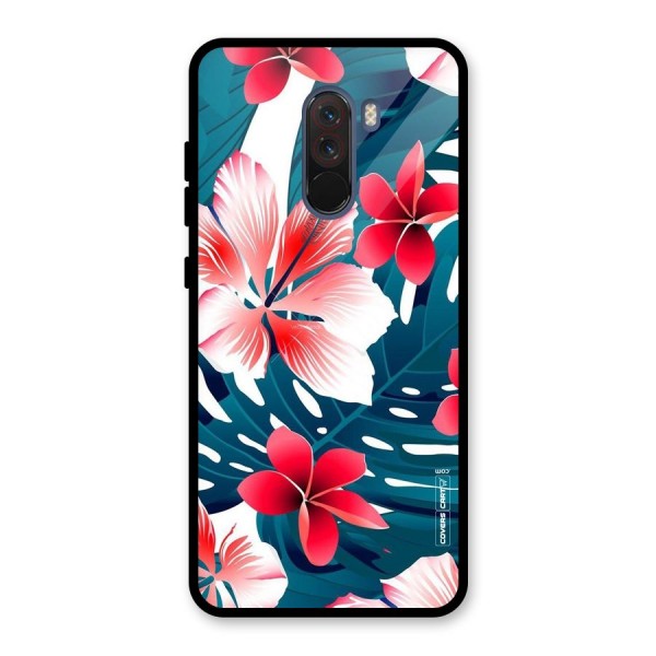 Flower design Glass Back Case for Poco F1