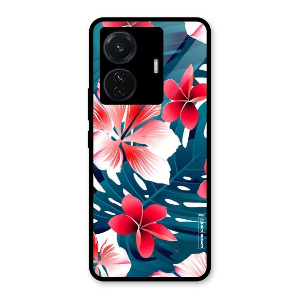 Flower design Glass Back Case for Vivo T1 Pro