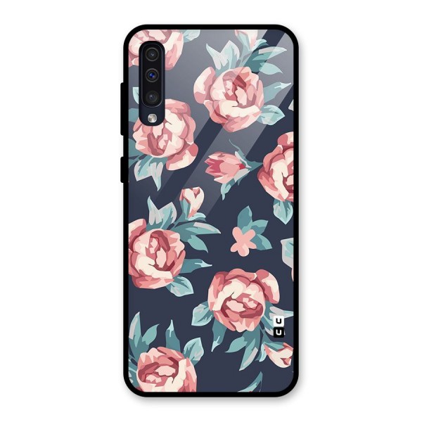 Flowers Painting Glass Back Case for Galaxy A50s