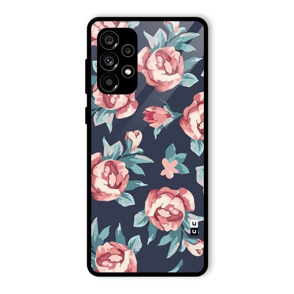 Flowers Painting Glass Back Case for Galaxy A73 5G