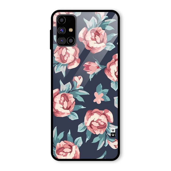 Flowers Painting Glass Back Case for Galaxy M31s