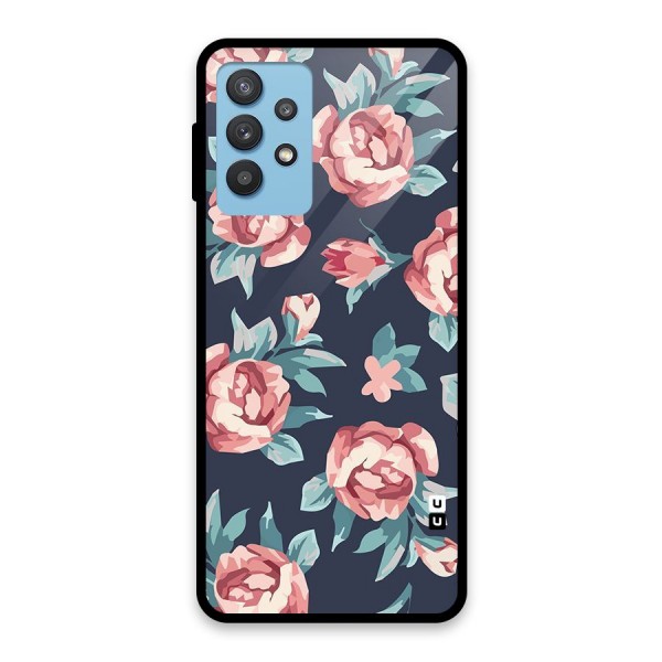 Flowers Painting Glass Back Case for Galaxy M32 5G