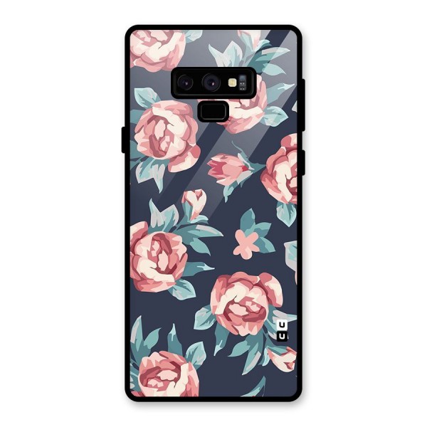 Flowers Painting Glass Back Case for Galaxy Note 9