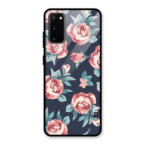 Flowers Painting Glass Back Case for Galaxy S20