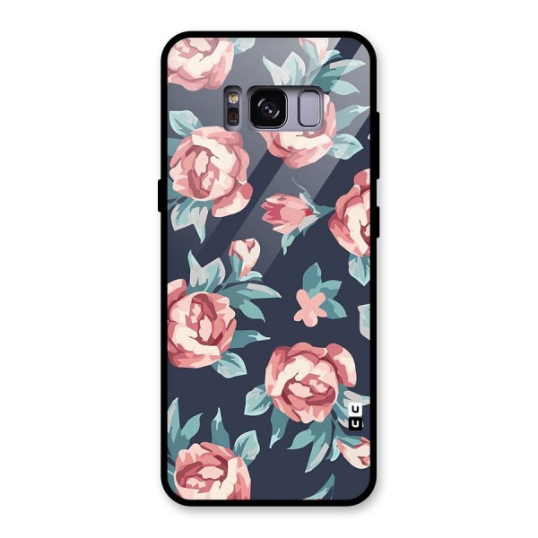 Flowers Painting Glass Back Case for Galaxy S8