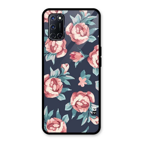 Flowers Painting Glass Back Case for Oppo A52