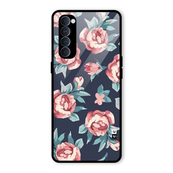 Flowers Painting Glass Back Case for Oppo Reno4 Pro