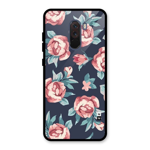 Flowers Painting Glass Back Case for Poco F1