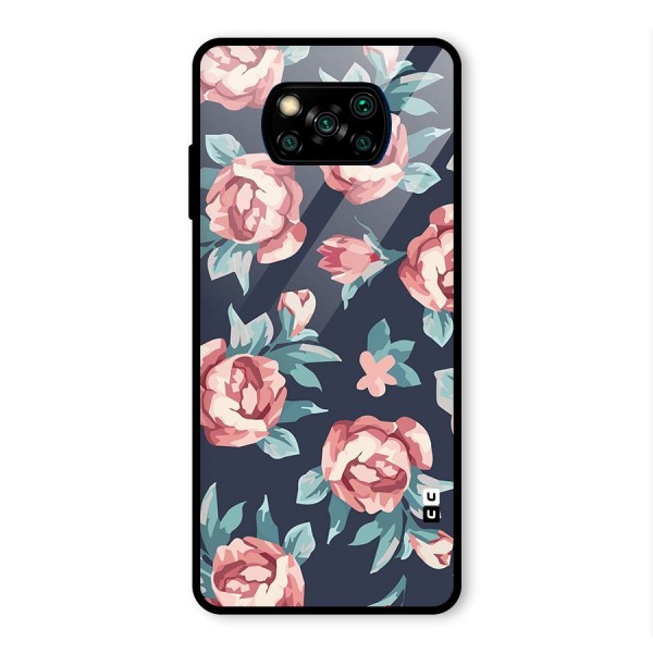 Flowers Painting Glass Back Case for Poco X3 Pro