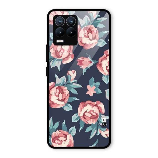 Flowers Painting Glass Back Case for Realme 8