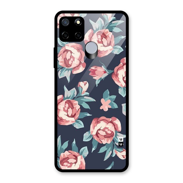 Flowers Painting Glass Back Case for Realme C15