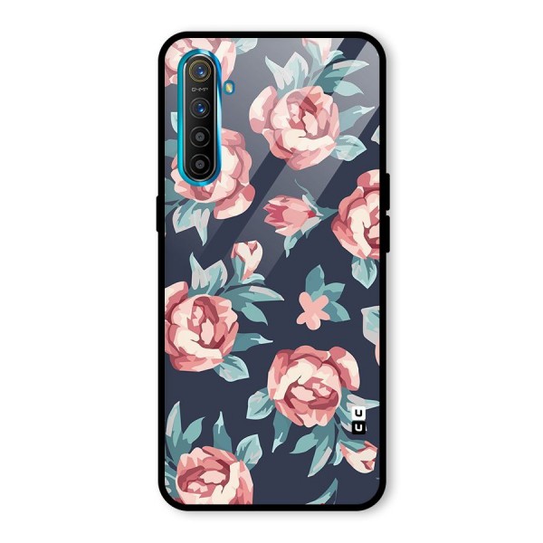 Flowers Painting Glass Back Case for Realme XT