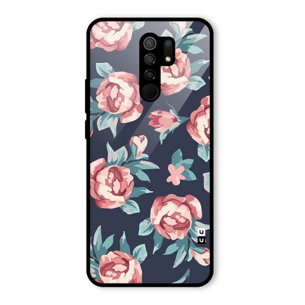 Flowers Painting Glass Back Case for Redmi 9 Prime