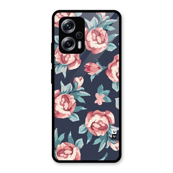 Flowers Painting Glass Back Case for Redmi K50i