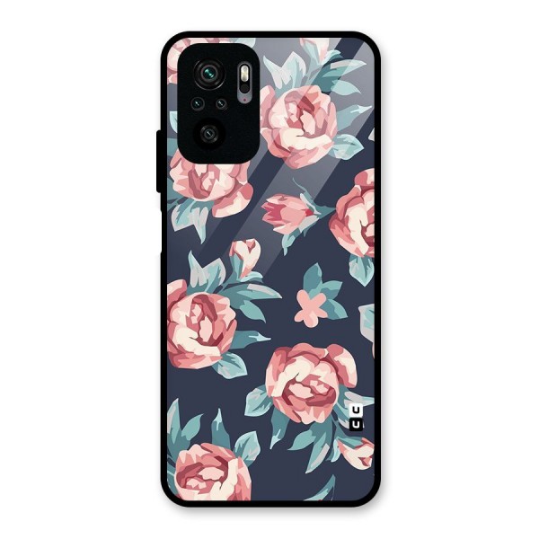 Flowers Painting Glass Back Case for Redmi Note 10