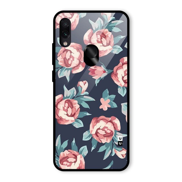 Flowers Painting Glass Back Case for Redmi Note 7