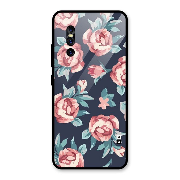 Flowers Painting Glass Back Case for Vivo V15 Pro