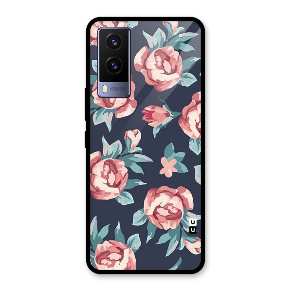 Flowers Painting Glass Back Case for Vivo V21e 5G