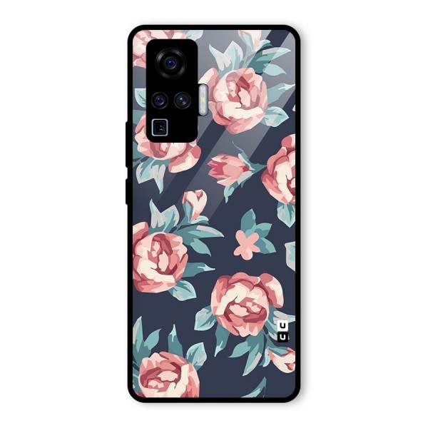 Flowers Painting Glass Back Case for Vivo X50 Pro